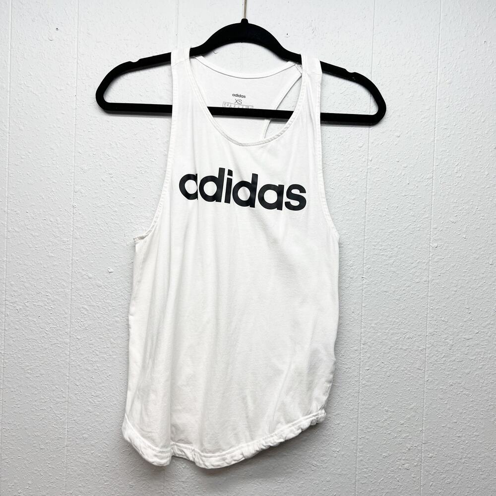 Adidas White Activewear Tank Top Womens XS Racerback Gym Training Yoga Pilates